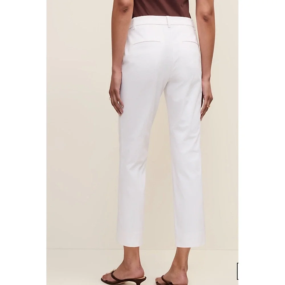 Ann Taylor Womens White High Rise Ankle Pant Stretch Cotton Trousers Size 8 NEW
